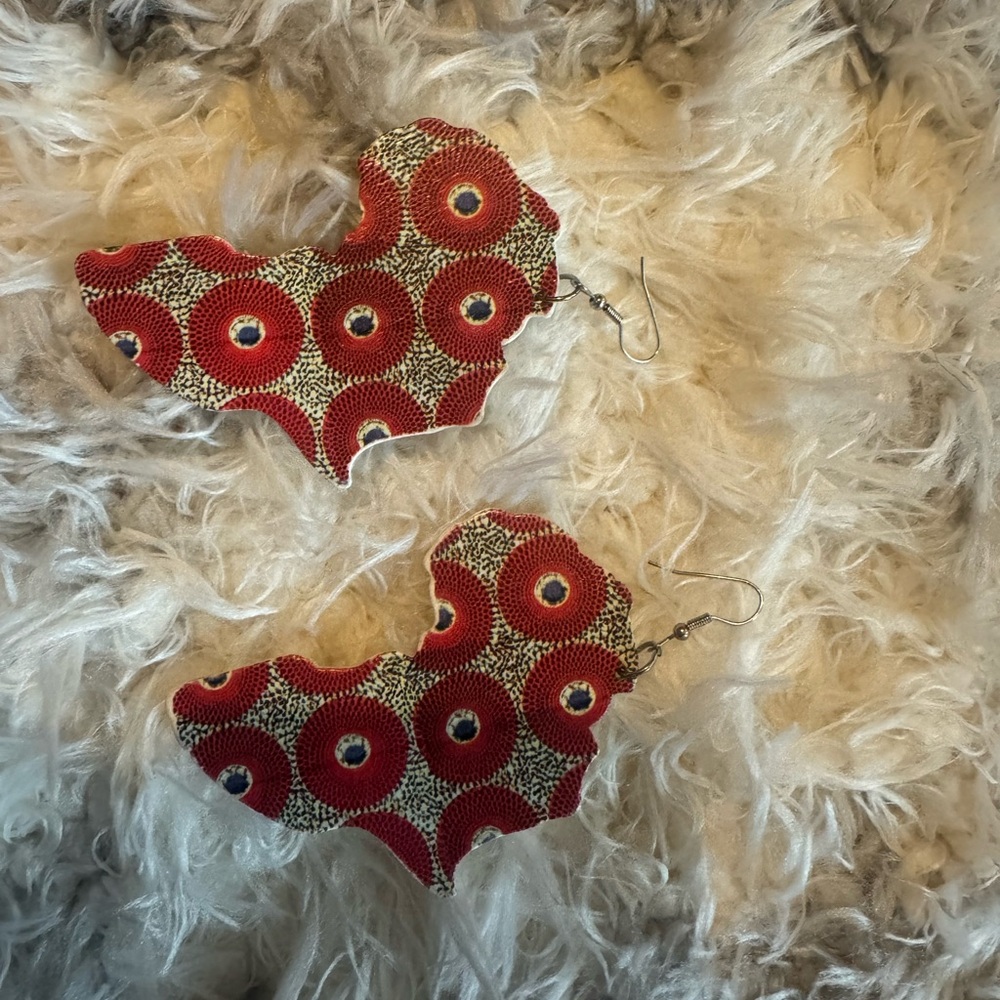 Red and White Patterned Earrings
